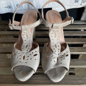 Limelight Gray Gianna Faux Suede T-Strap Heels 7